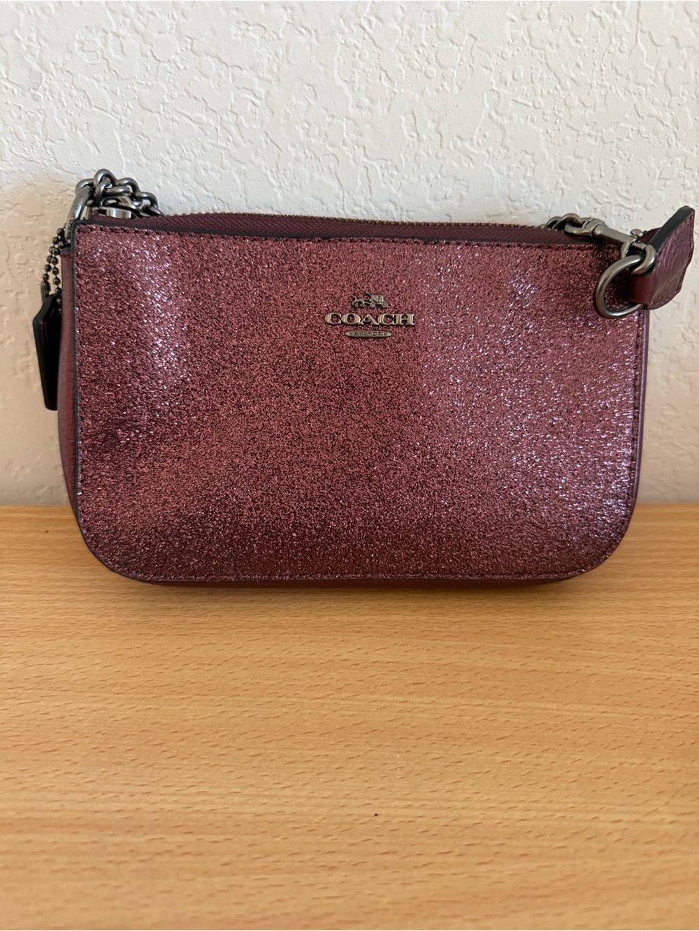Coach Glitter Nolita 15 in Deep Cherry